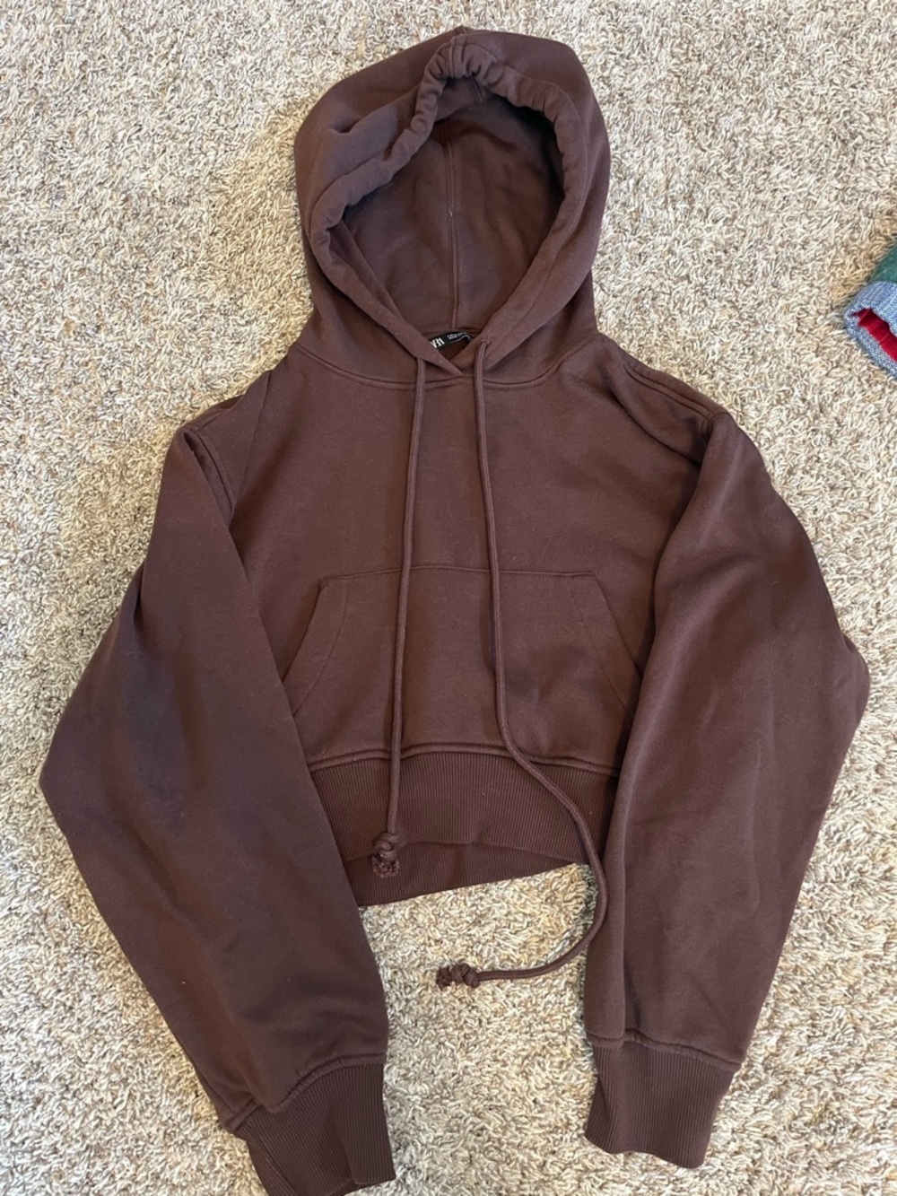 Zara brown cropped hoodie Medium